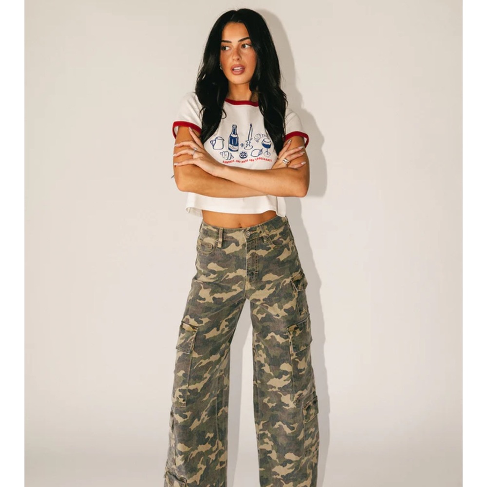 Wide Leg Camouflage Jeans